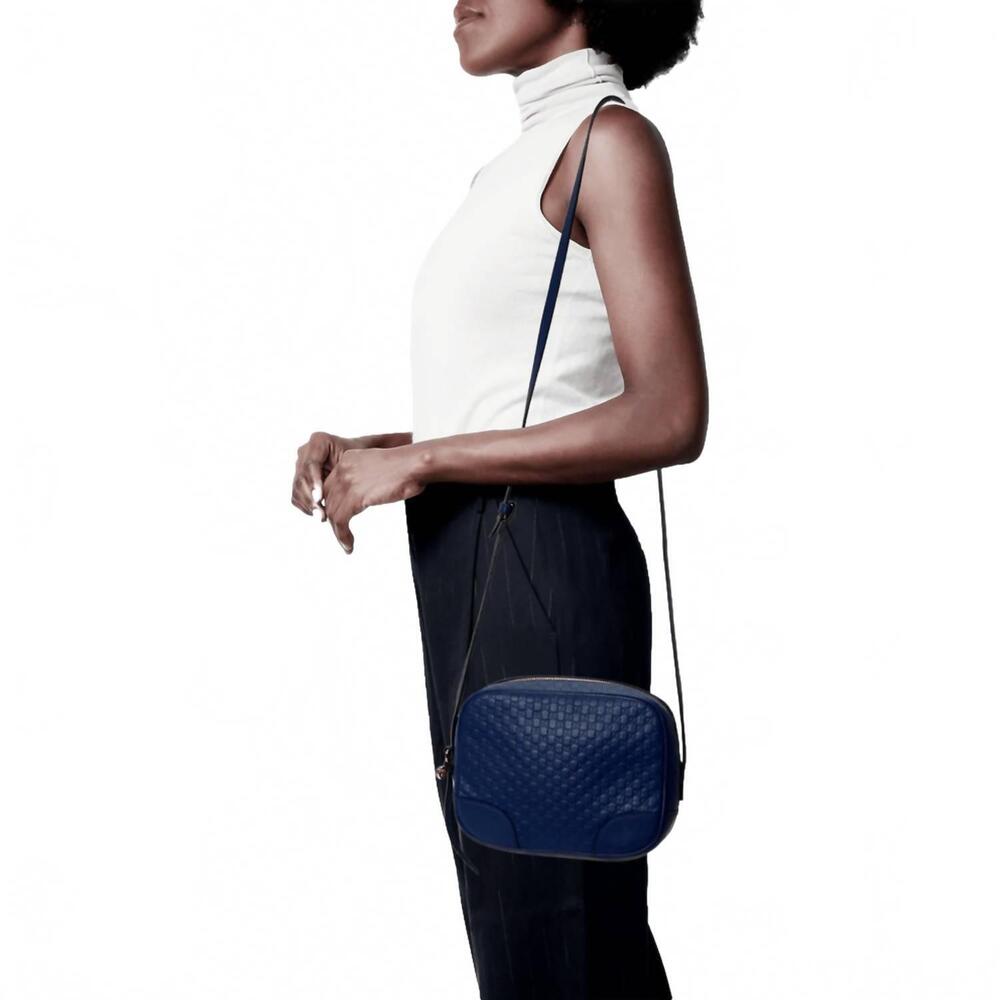 NEW GUCCI women's bree microguccissima caspian leather crossbody bag in blue - Picture 6 of 6